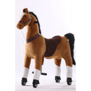 Kijana Pony Mechanisch Rijpaard voor Kinderen - bruin (groot) Rijdend speelgoed Autovoorkinderen