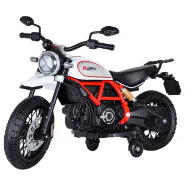 Ducati scrambler elektrische kindermotorfiets wit