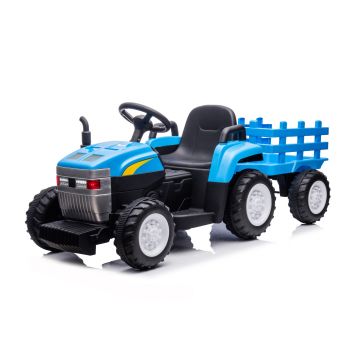 Elektrische Tractor voor Kinderen 12V met Aanhangwagen - Blauw