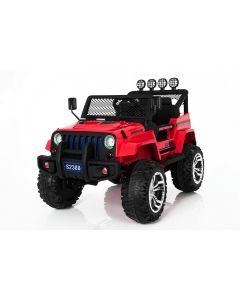 Monster Jeep elektrische kinderauto rood