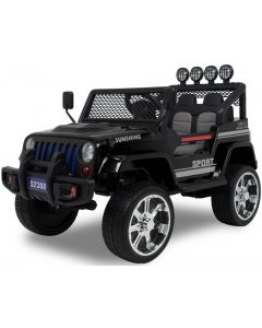 Monster Jeep elektrische kinderauto zwart